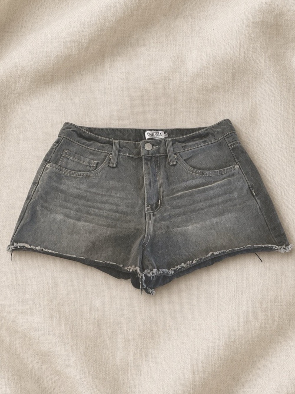 Chic Washed Black Denim Cutoff Shorts